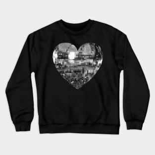 Mirrored Silver Disco Ball Heart Crewneck Sweatshirt